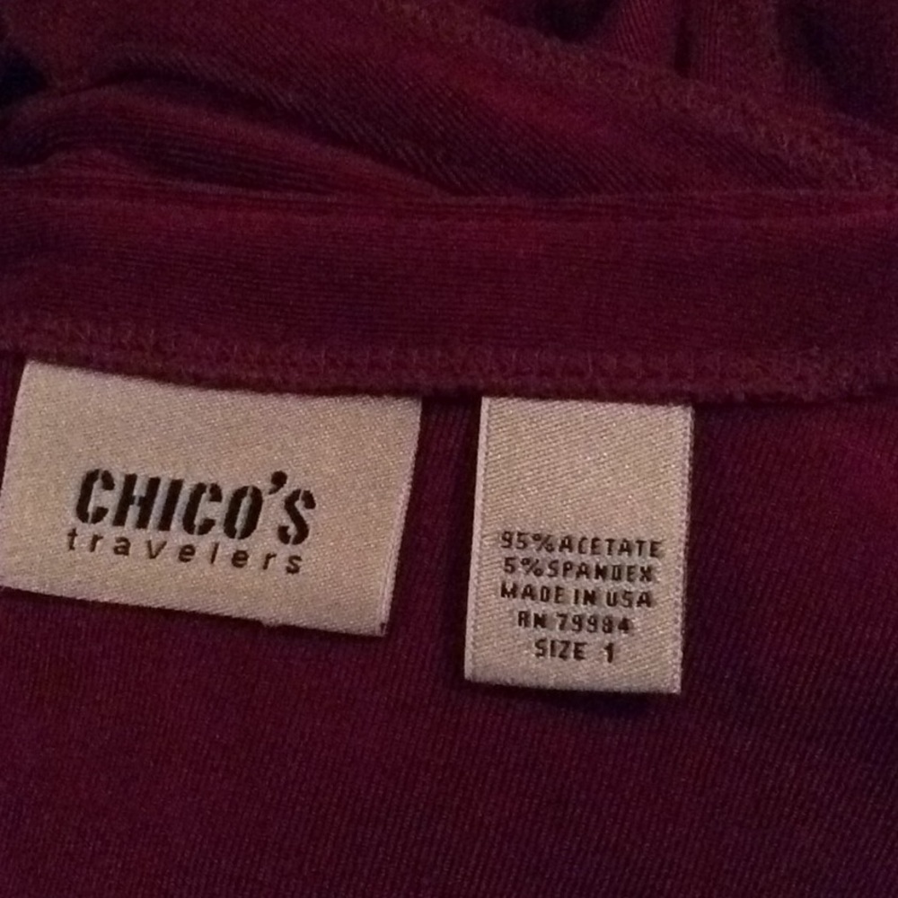 CHICOS  BURGUNDY SPANDEX CARDIGAN - Picture 6 of 6